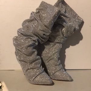 Olivia Ferguson Silver Suede Boots